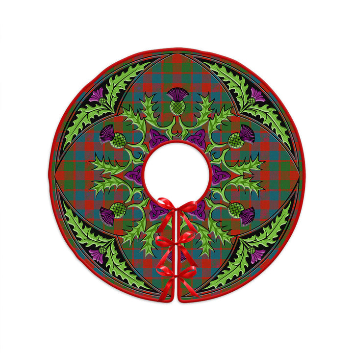MacGowan (Gow) Ancient Clan Badge Tartan Christmas Tree Skirt Scottish Thistle Design
