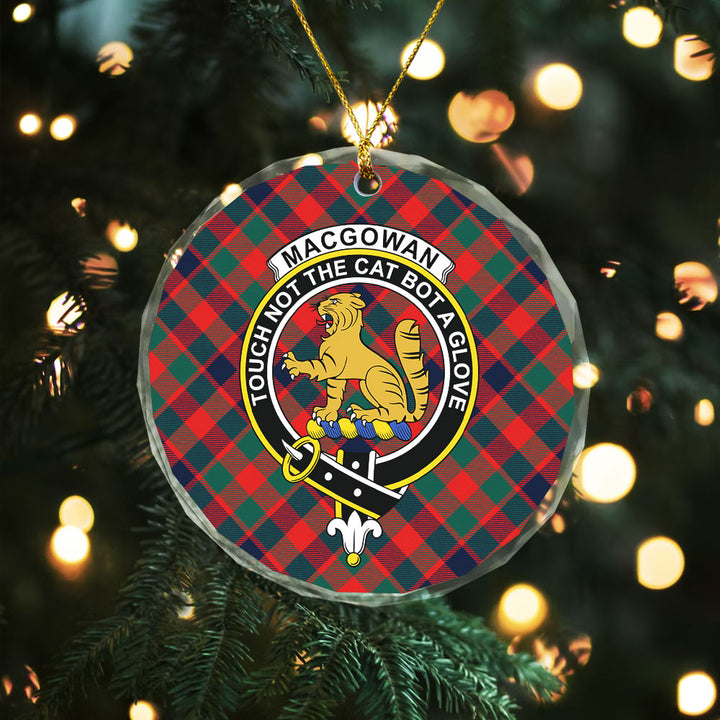 MacGowan (Gow) Modern Clan Badge Tartan Glass Ornament