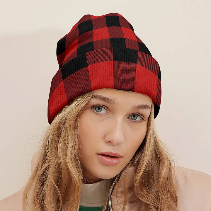MacGregor Rob Roy (Gregor Red - Black) Modern Tartan Knitted Beanie