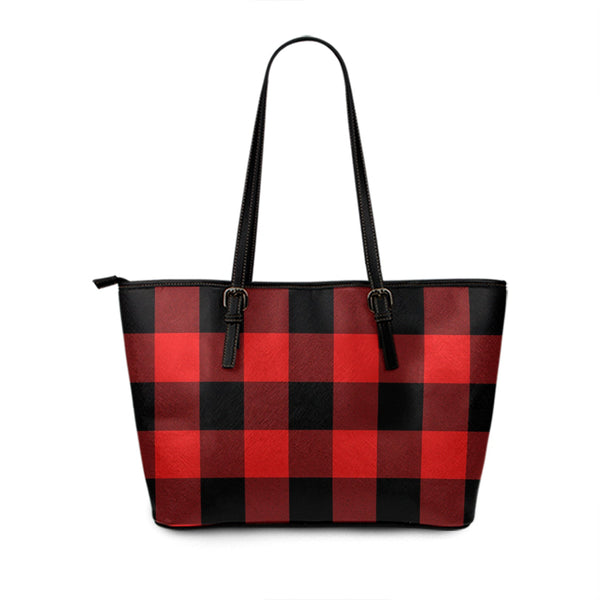 MacGregor Rob Roy (Gregor Red - Black) Modern Tartan Leather Tote Bag