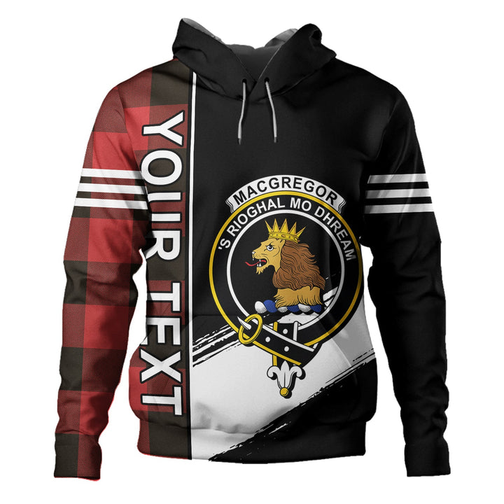 MacGregor Rob Roy (Gregor Red & Black) Weathered Clan Badge Tartan Hoodie Quarter Style Personalized