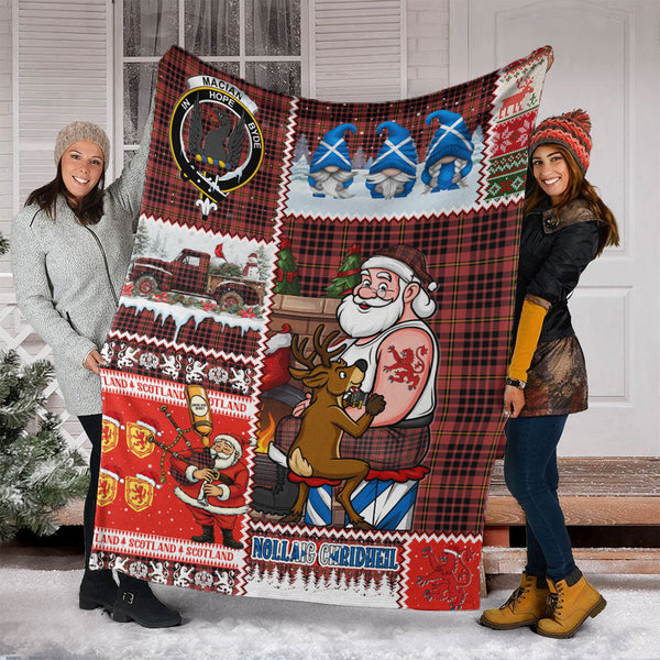 MacIan Ancient Clan Badge Tartan Blanket Scotland Santa Tattoo Christmas Comic Patchwork Style