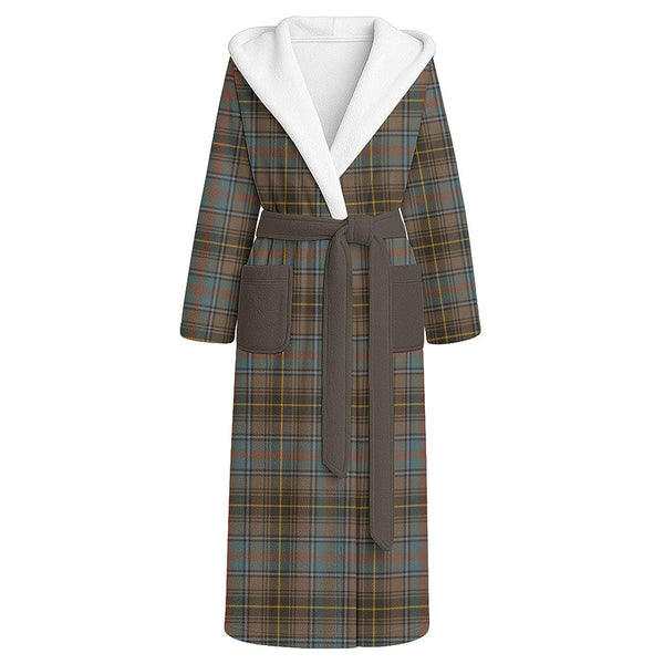 MacInnes Weathered Clan Badge Tartan Flannel Hooded Bathrobe