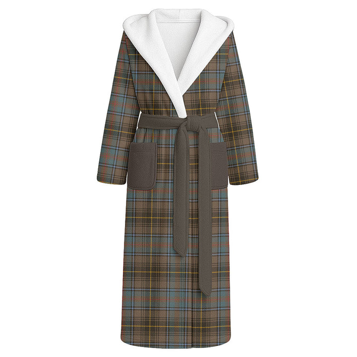 MacInnes Weathered Clan Badge Tartan Flannel Hooded Bathrobe