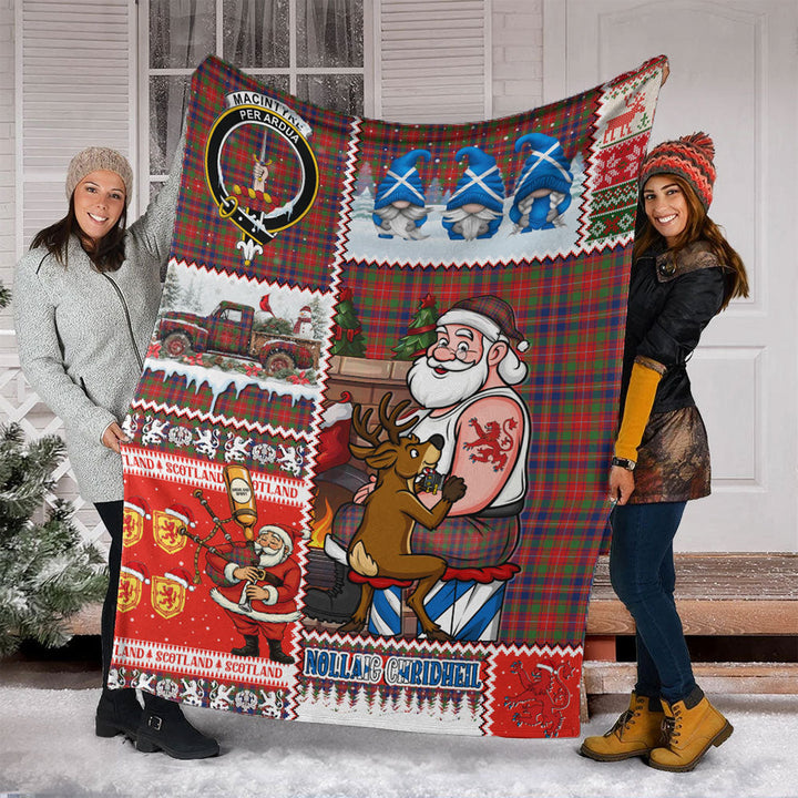 MacIntyre Modern Clan Badge Tartan Blanket Scotland Santa Tattoo Christmas Comic Patchwork Style