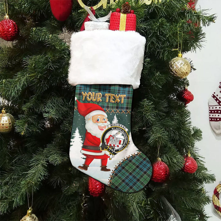 MacIsaac Ancient Clan Badge Tartan Christmas Stocking Holiday Blessings Merry Christmas Joy