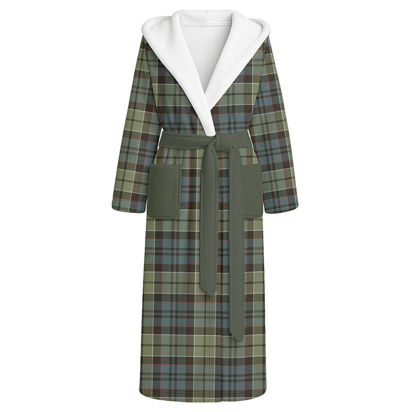 MacIsaac Weathered Clan Badge Tartan Flannel Hooded Bathrobe