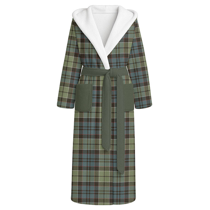 MacIsaac Weathered Clan Badge Tartan Flannel Hooded Bathrobe