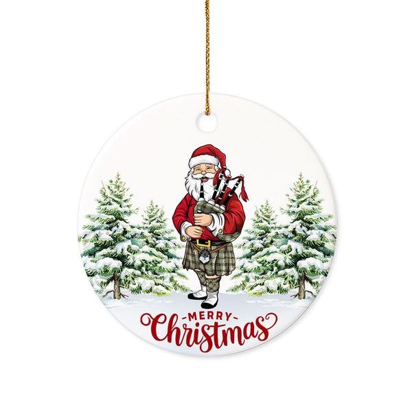 MacIver Weathered Tartan Ceramic Ornament Santa