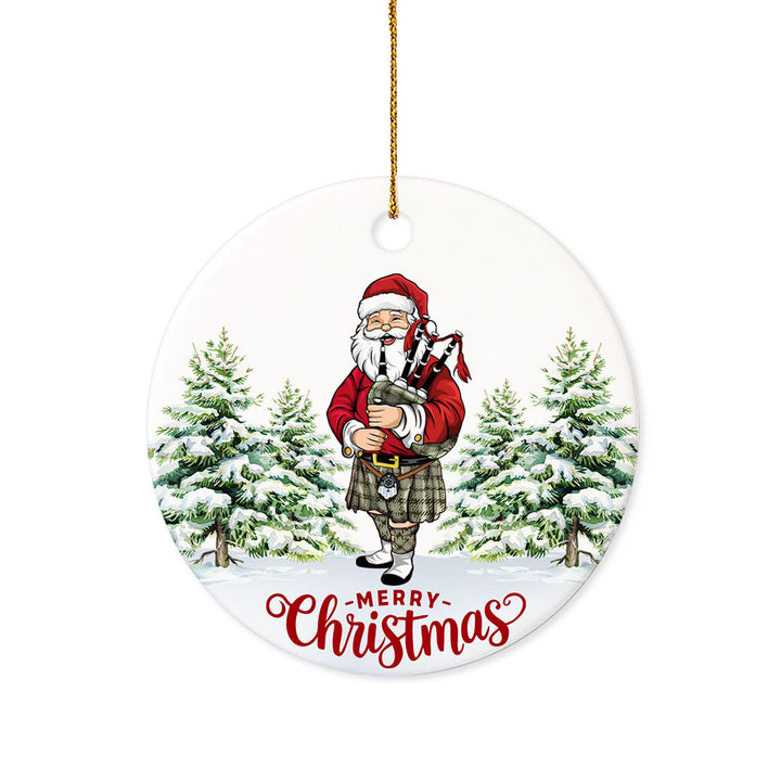 MacIver Weathered Tartan Ceramic Ornament Santa