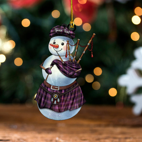 MacIver of Strome Weathered Clan Badge Tartan Wood Acrylic Ornament Snowman Bagpipe Personalized