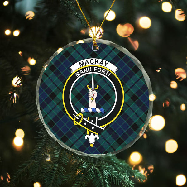 MacKay Modern Clan Badge Tartan Glass Ornament