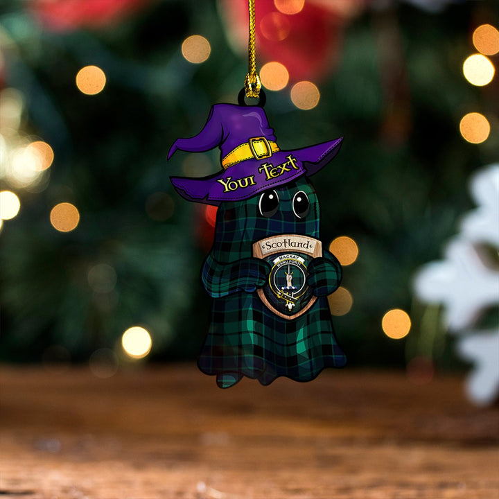 MacKay Modern Clan Badge Tartan Wood Acrylic Ornament Halloween Ghost
