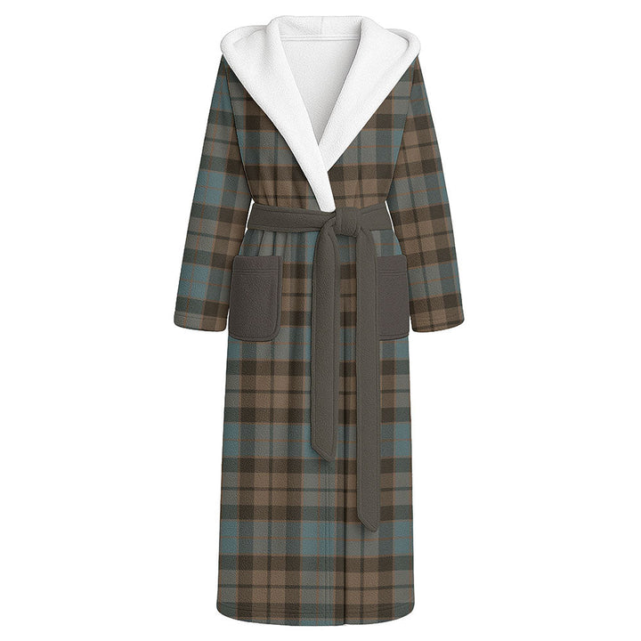 MacKay Weathered Clan Badge Tartan Flannel Hooded Bathrobe