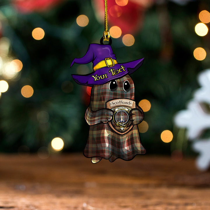 MacKay of Strathnaver Weathered Clan Badge Tartan Wood Acrylic Ornament Halloween Ghost