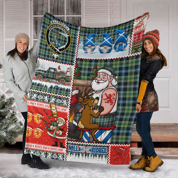 MacKellar Ancient Clan Badge Tartan Blanket Scotland Santa Tattoo Christmas Comic Patchwork Style