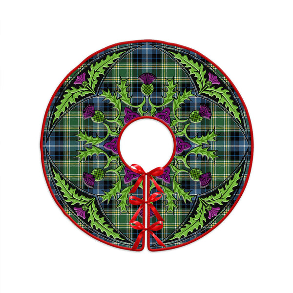 MacKellar Ancient Clan Badge Tartan Christmas Tree Skirt Scottish Thistle Design