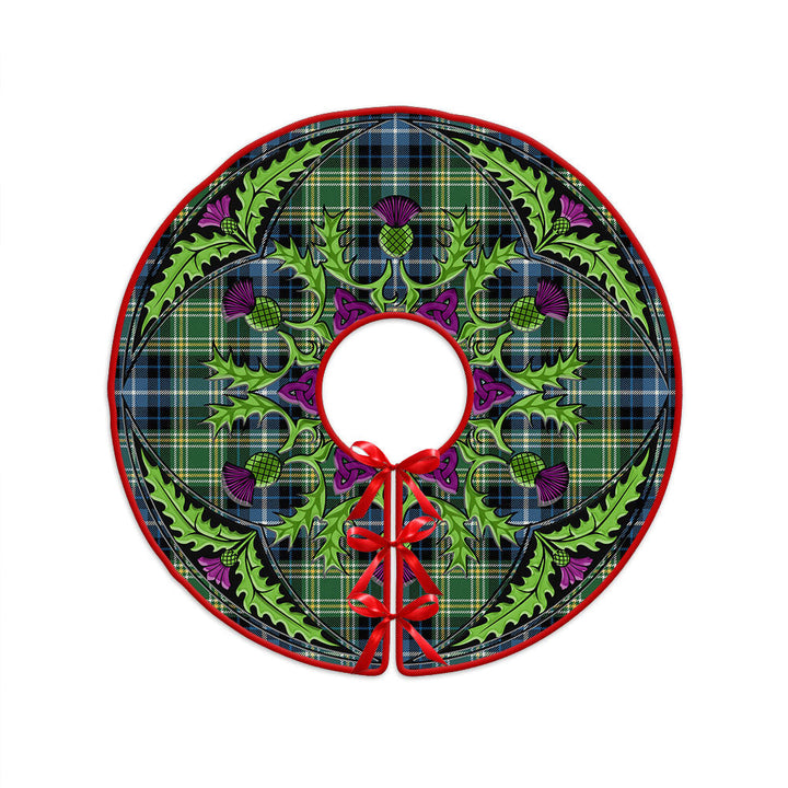 MacKellar Ancient Clan Badge Tartan Christmas Tree Skirt Scottish Thistle Design