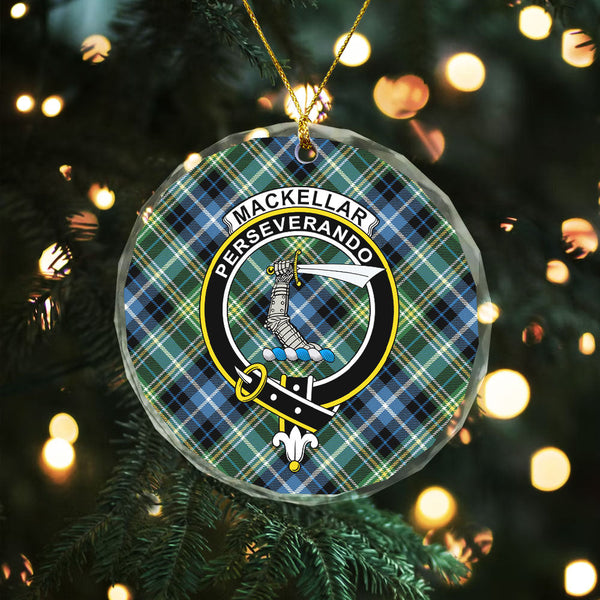 MacKellar Ancient Clan Badge Tartan Glass Ornament