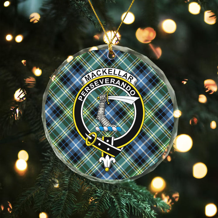 MacKellar Ancient Clan Badge Tartan Glass Ornament