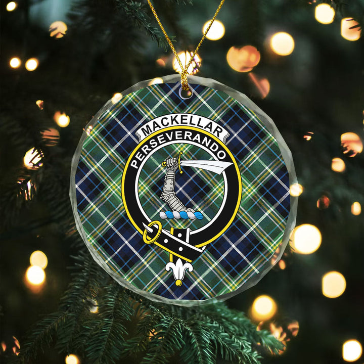 MacKellar Modern Clan Badge Tartan Glass Ornament