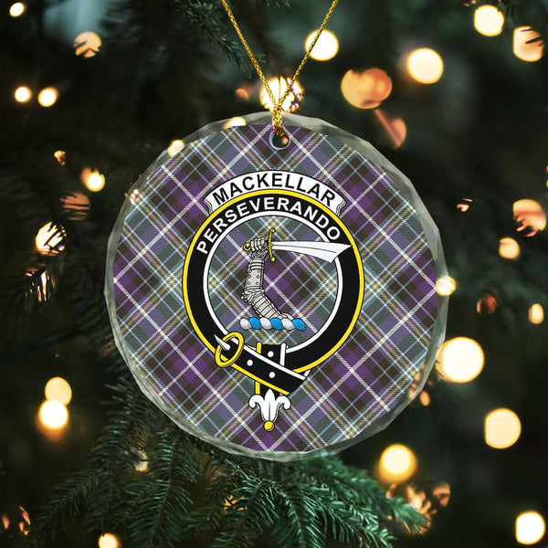 MacKellar Weathered Clan Badge Tartan Glass Ornament