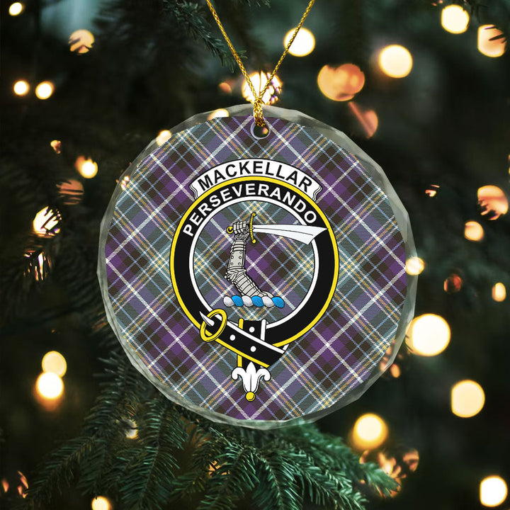 MacKellar Weathered Clan Badge Tartan Glass Ornament