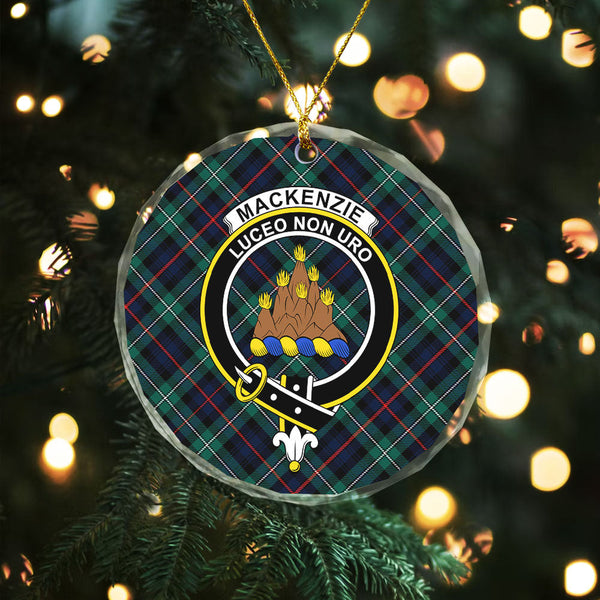 MacKenzie Modern Clan Badge Tartan Glass Ornament