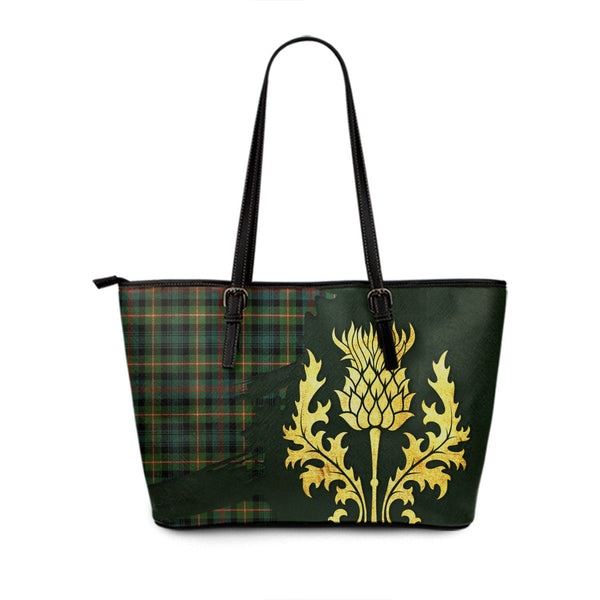 MacKenzie Morgan Ancient Tartan Leather Tote Bag Thistle Oldest Style