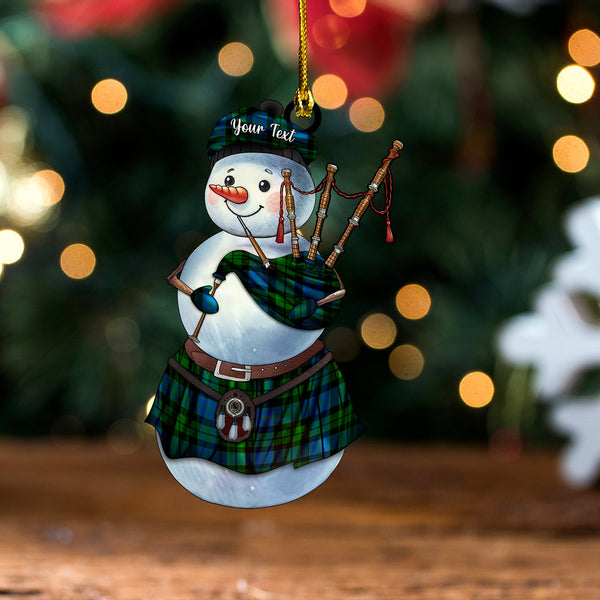 MacKie Clan Badge Tartan Wood Acrylic Ornament Snowman Bagpipe Personalized