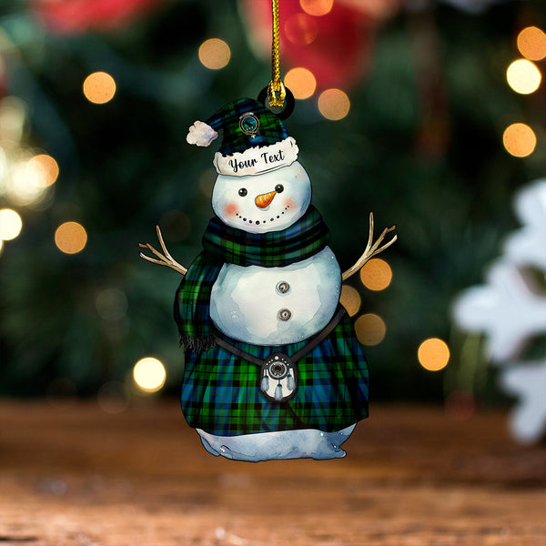 MacKie Clan Badge Tartan Wood Acrylic Ornament Snowman Warrior Personalized