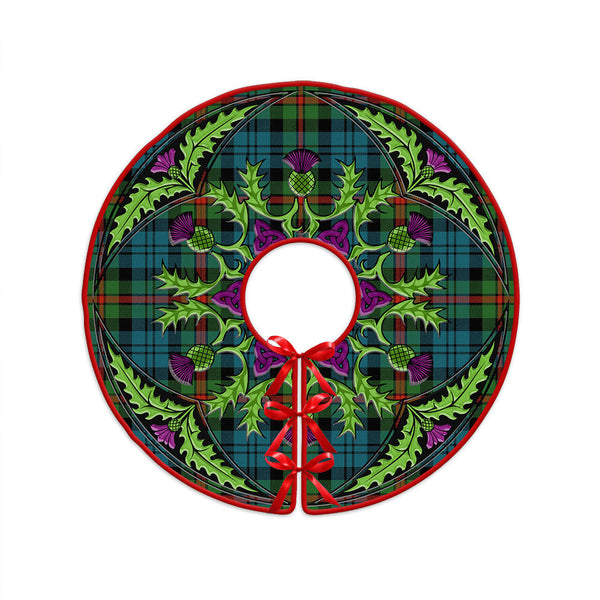 MacKinlay Ancient Clan Badge Tartan Christmas Tree Skirt Scottish Thistle Design