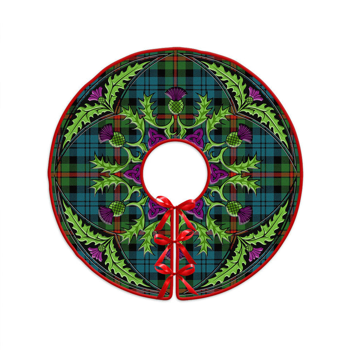 MacKinlay Ancient Clan Badge Tartan Christmas Tree Skirt Scottish Thistle Design