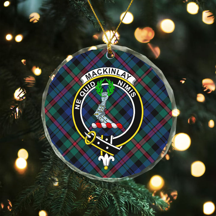 MacKinlay Modern Clan Badge Tartan Glass Ornament