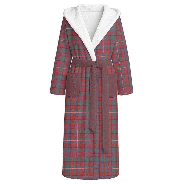 MacKinnon Weathered Clan Badge Tartan Flannel Hooded Bathrobe