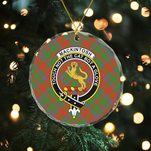 MacKintosh Ancient Clan Badge Tartan Glass Ornament