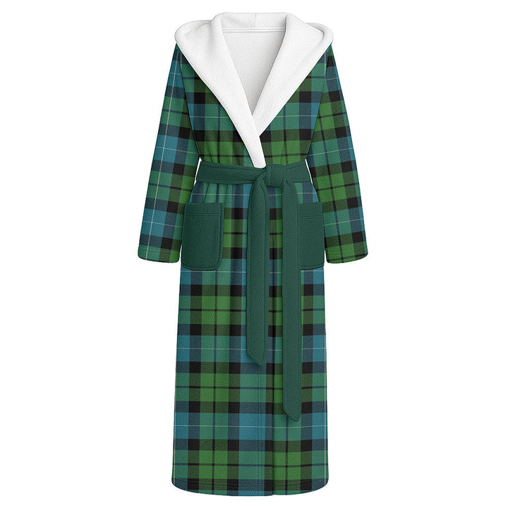 MacKirdy Ancient Clan Badge Tartan Flannel Hooded Bathrobe