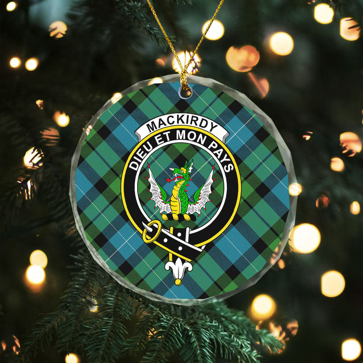MacKirdy Ancient Clan Badge Tartan Glass Ornament