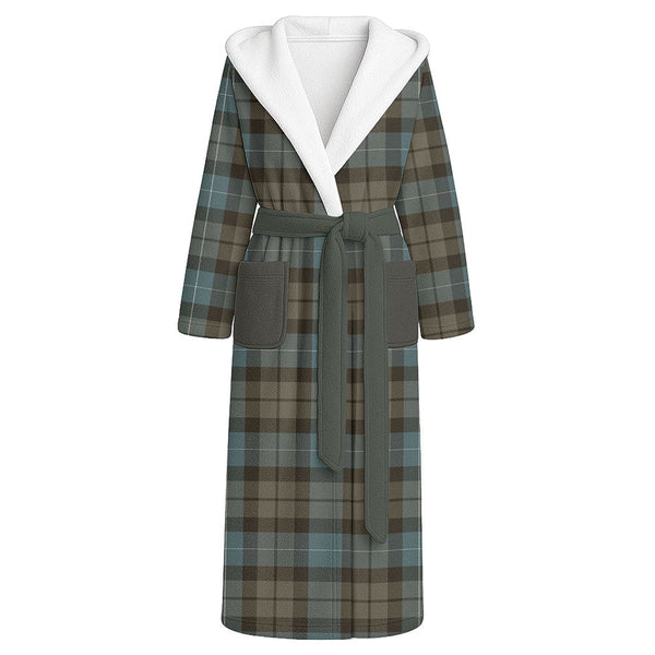 MacKirdy Weathered Clan Badge Tartan Flannel Hooded Bathrobe