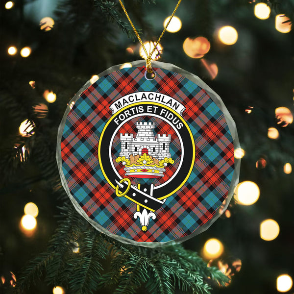 MacLachlan Ancient Clan Badge Tartan Glass Ornament