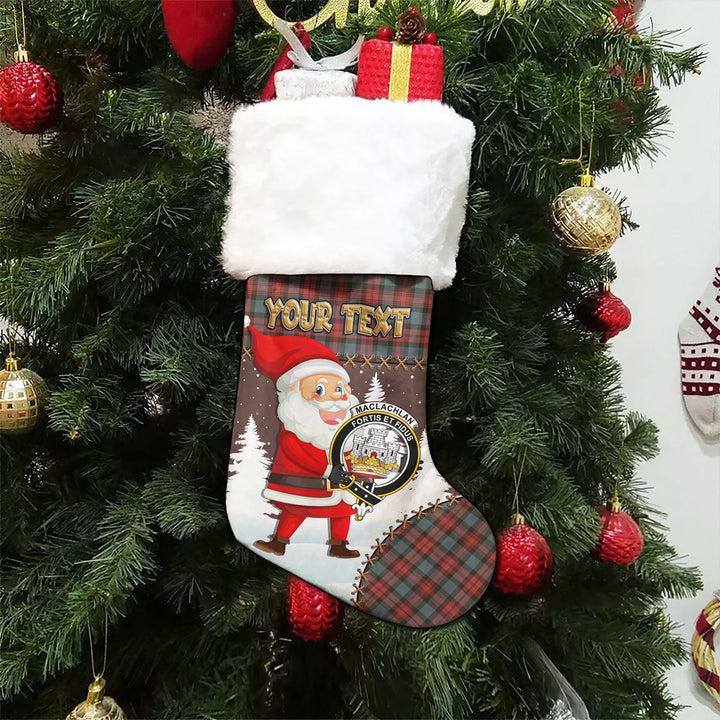 MacLachlan Weathered Clan Badge Tartan Christmas Stocking Holiday Blessings Merry Christmas Joy