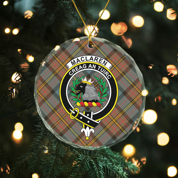 MacLaren Weathered Clan Badge Tartan Glass Ornament