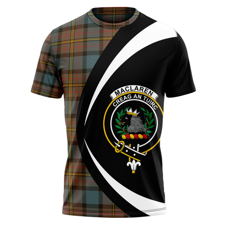 MacLaren Weathered Clan Badge Tartan T-Shirt Circle Style Personalized