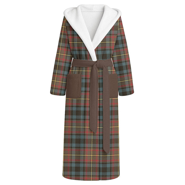 MacLeish Weathered Clan Badge Tartan Flannel Hooded Bathrobe
