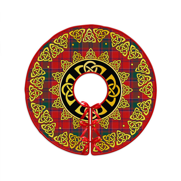 MacLintock Modern Clan Badge Tartan Christmas Tree Skirt Golden Celtic Heritage