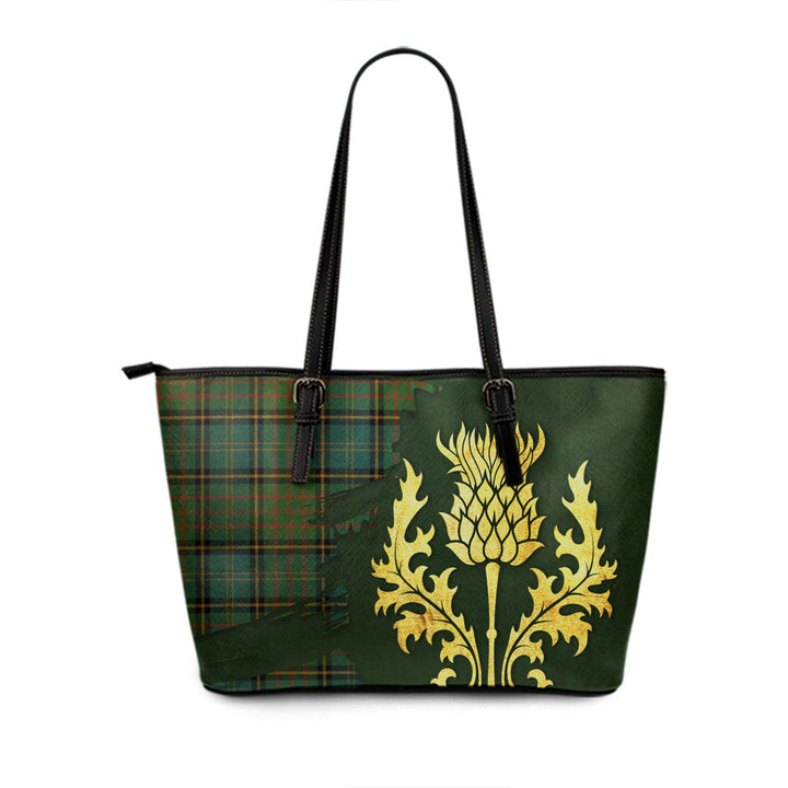 MacMillan Hunting Ancient Tartan Leather Tote Bag Thistle Oldest Style