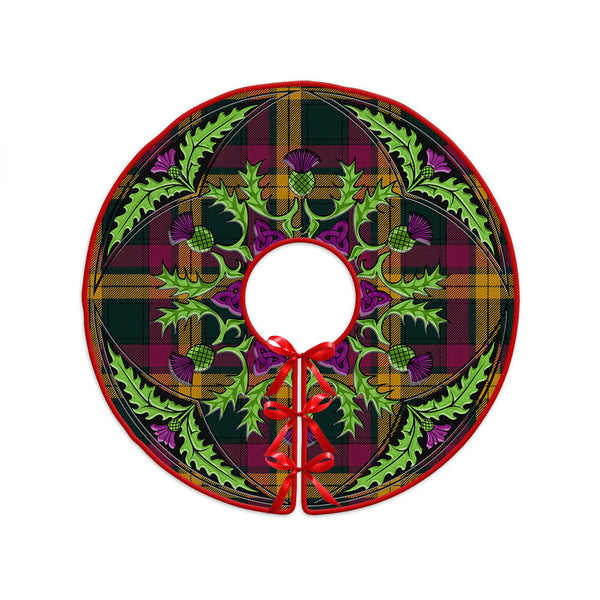 MacMillan Modern Clan Badge Tartan Christmas Tree Skirt Scottish Thistle Design