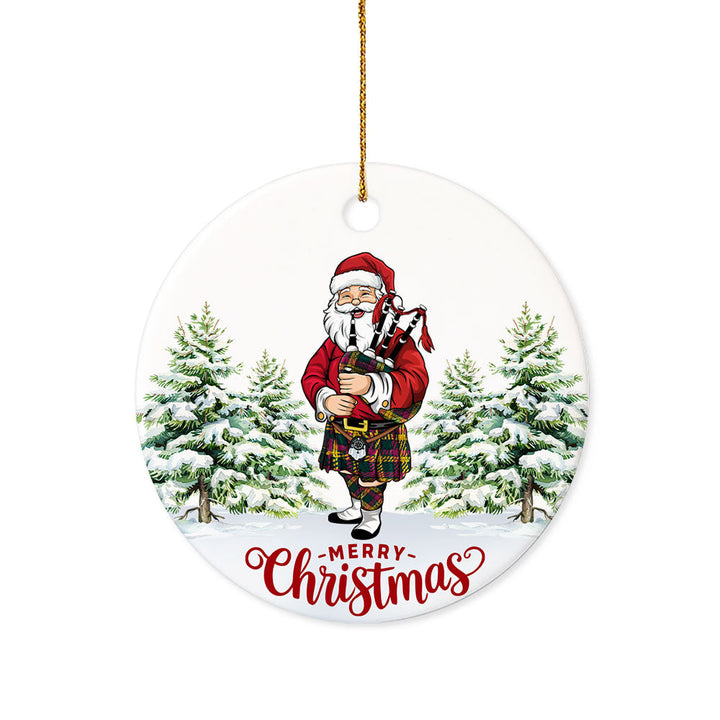 MacMillan Modern Tartan Ceramic Ornament Santa