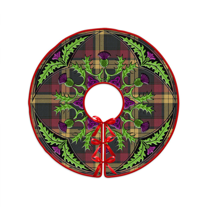 MacMillan Weathered Clan Badge Tartan Christmas Tree Skirt Scottish Thistle Design