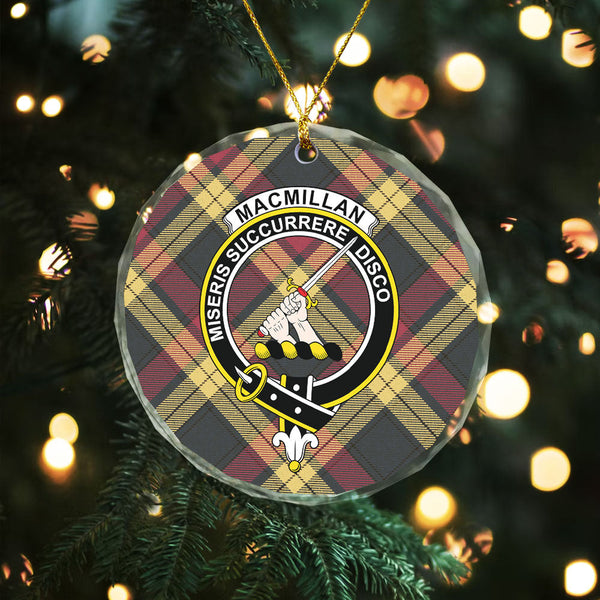 MacMillan Weathered Clan Badge Tartan Glass Ornament